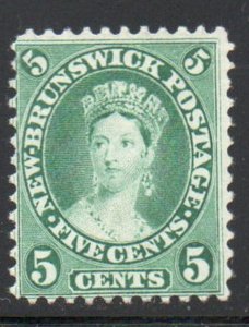 New Brunswick Sc 8 1860 5c yellow green Victoria stamp mint