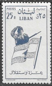 Lebanon Scott 330 MLH 25p dark blue Soldier and Flag Issue of 1958