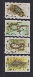 Jamaica  #591-594  MNH  1984  WWF  reptiles