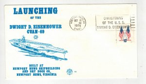 1975 NAVY CVAN-69 AIRCRAFT CARRIER LAUNCH OF USS DWIGHT E EISENHOWER CHRISTENING