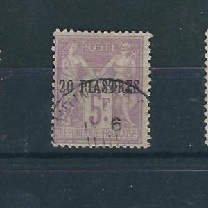 France  Off Turkey  7 Y&T 8 20Pi on 5Fr Used F/VF 1890 SCV $60.00