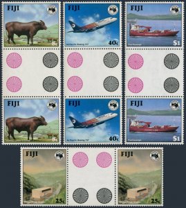 Fiji 514-517 gutter, MNH. Michel 508-511. AUSIPEX-1984. Cattle, Plane, Ship.