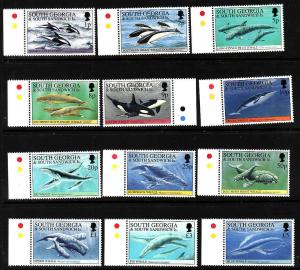 South Georgia-Sc#178-89-unused NH set-Whales & Dolphins-SeaL