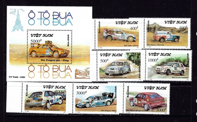 Vietnam 2259-66 MNH 1991 Rally Cars