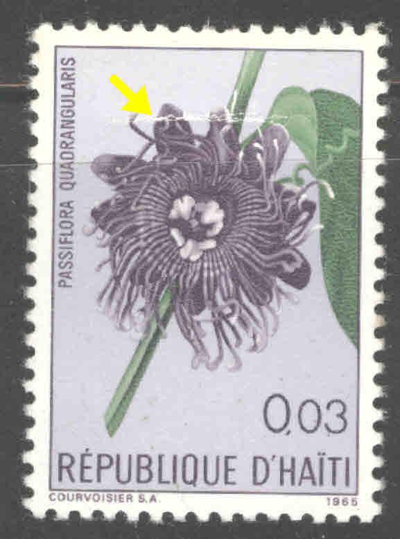 Haiti  Scott 532 MH*  Flower stamp scuffed