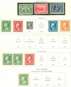 USA : 1907-10. Scott #328//348. 10 different. All are Fresh & F-VF, Mint OG H. 