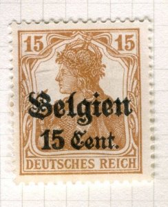 BELGIUM; 1916 German Occupation surcharged issue Mint hinged 15c. value