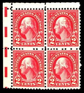 U.S. #554 MINT BLOCK OF 4 NG TEAR