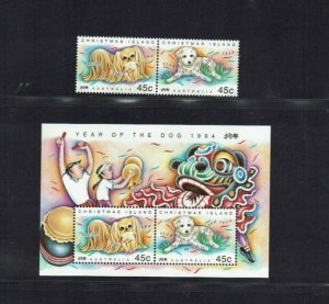 Christmas Island: 1994 Chinese New Year, Year of the Dog,  MNH set + M/S