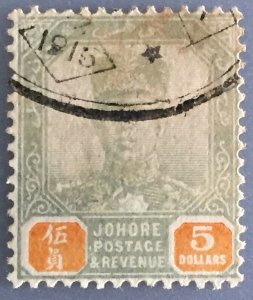 Malaya Johor 1904-10 Sultan Sir Ibrahim $5 Used Wmk W27 SG#74 M2309