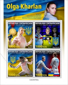 C A R - 2023 - Olga Kharlan - Perf 4v Sheet - Mint Never Hinged