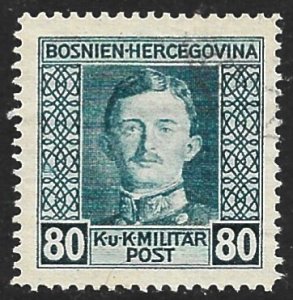 BOSNIA  AND HERZEGOVINIA 1917 80h Emperor Karl I Issue Sc 117 VFU