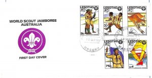 LESOTHO BOY SCOUTS SCOTT #593-97 STAMP SET FDC FIRST DAY COVER 1987