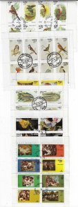 OMAN 1970s TWELVE FULL SHEETS OF 8 TOPICALS BIRDS FISH FLOWERS BUTTERFLIES CARS