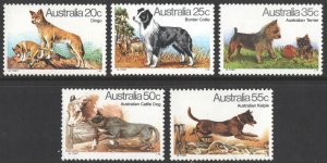 Australia SC#727-731 20¢-55¢ Dogs (1980) MNH