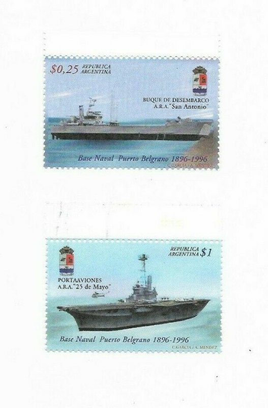 ARGENTINA 1996 SAILING SHIPS NAVAL BASE BELGRANO 2 values 1 and 0,25 MNH