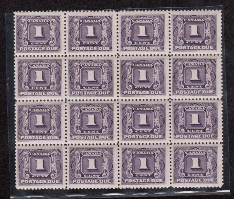 Canada #J1a VF/NH Rare Block Of 16