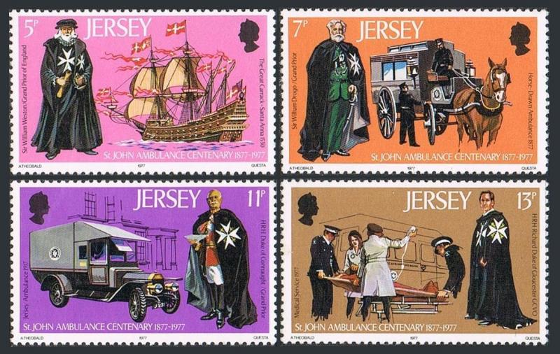 Jersey 175-178,Mnh.michel 164-167. st John Ambulance Association 1977.Ship