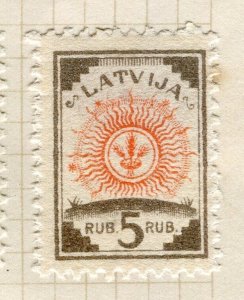 LATVIA; 1919 early Perf No Watermarked issue Mint hinged 5R. value