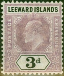 Leeward Islands 1908 3d Dull Purple & Black SG33b Chalk Fine MM
