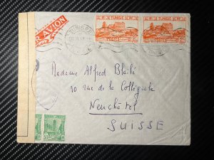 1941 Censored Tunisia Tunisie Airmail Cover to Neuchatel Switzerland 2