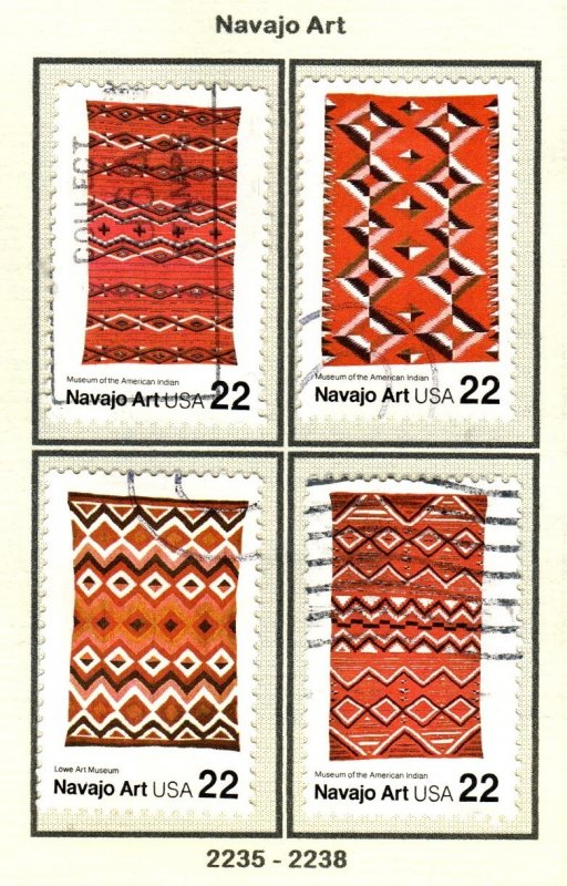 SC# 2235-38 - (22c) - Navajo Art, Used set of 4 sigles