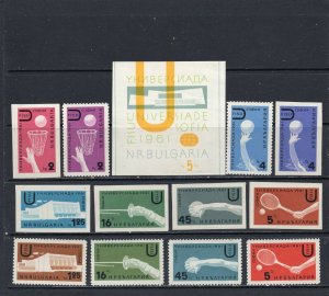 BULGARIA 1961 SPORTS/UNIVERSIADE 2 SETS OF 6 STAMPS & S/S MNH