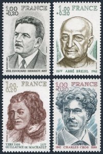 France B499-B502,MNH. Portraits-1977.Herriot,Breuil,de Machault,Charles Cross.