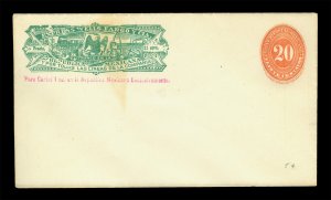 MEXICO 1886  WELLS FARGO EXPRESS 25cts + 20c orange VF unused COVER