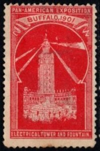 1901 US Poster Stamp Pan American Exposition Electrical Tower & Fountain Unused