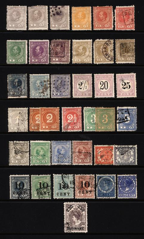 Suriname 1c-30c 1873-1908 Mostly Used Lot 38 items