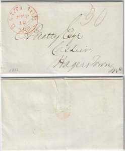 1837 Stampless Baltimore to Hagers Town, Maryland - H1074