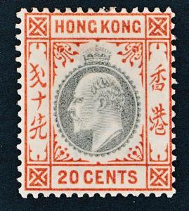 HONG KONG 78 MINT HINGED, 20c KING EDWARD, WMK CA