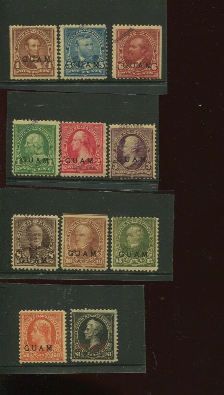 Guam 1-8 & 10-12S SPECIMEN Overprint RARE Mint Run on 11 Stamps  (By 701)