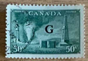 CANADA 1951 ‘G’ OFFICIAL 50 CENTS OILWELL  CDS USED SGO188. CAT £29