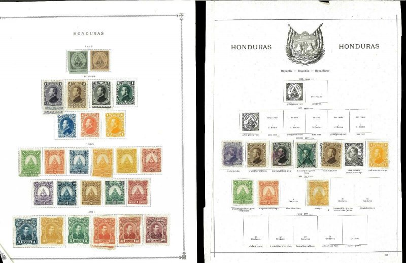 Honduras 1865-1950 M & U. Much Duplication .Hinged on pages & on Stock Sheets.