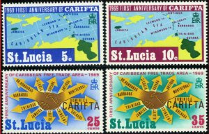 ZAYIX 1969 St. Lucia 249-252 MNH CARTIFA free trade association maps 072022S02M