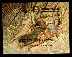 Cambodia - Mint Souvenir Sheet Scott #411 (Raphael Painting of Angels)