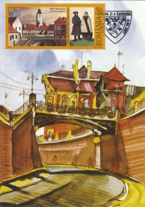 ROMANIA POSTCARD 2007 SIBIU CITY SMALL SQUARE BRIDGE MUSEUM FIRST DAY POST