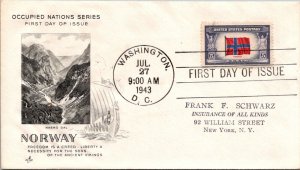 FDC 1943 SC #911 Artcraft Cachet - Washington DC - Single - J1673