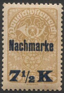 AUSTRIA 1921  Sc J102  7-1/2k on 15h  Postage Due MNH, VF