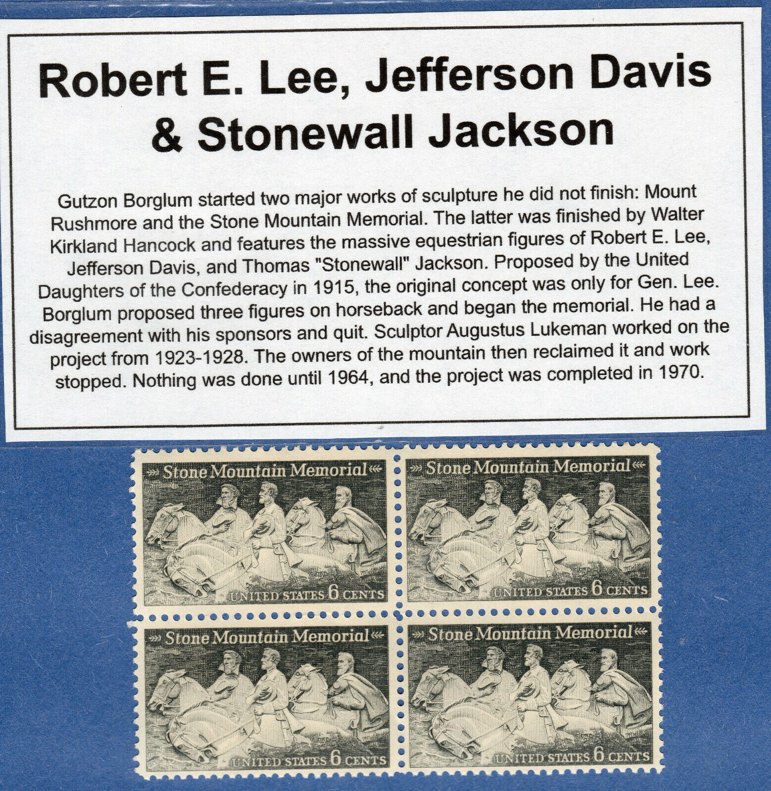 STONE MOUNTAIN * * ROBERT E LEE * * Vintage U.S. Postage Stamp