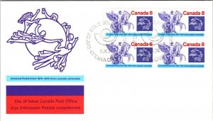 Canada 1974 FDC - Universal Postal Union - Ottawa - 4 x 8c Stamp - F78908