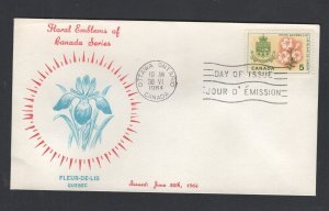 Canada #419 (1964 Quebec Garden Lily flower)  FDC Personal cachet unaddressed