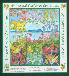 US Virgin Islands.d1995 Christmas Sheet Mnh.Imperforated.The Tropical Garden V.I