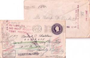 United States A.P.O.'s 3c Washington Circular Die Envelope 1944 Caldwell, N.J...
