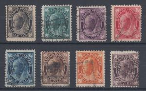 Canada Sc 66-73 used. 1897-98 Queen Victoria Leaf issue, cplt set,