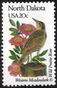SC#1986A 20¢ State Birds & Flowers (Perf 11¼ x 11): North Dakota  (1982) MNH