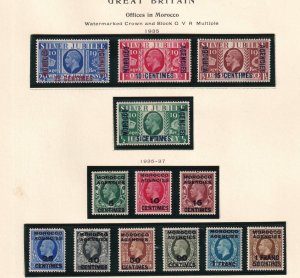 GB OFFICES IN MOROCCO # 422-440 VF-MLH/MH KGV ISSUES CAT VALUE $50