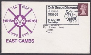 GB 1976 cover CUB SCOUT DIAMOND JUBILEE commem pmk Canbridge..............a2751